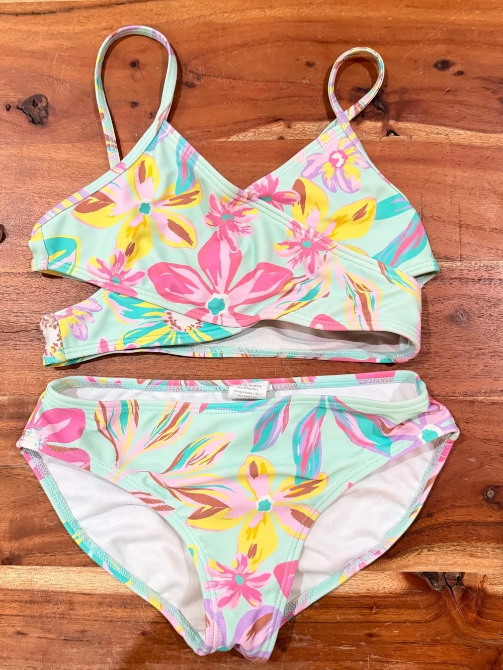8LOT: Colorful Mixed Girls' Swimwear Bundle - Tropical & Floral Prints size 7/8
